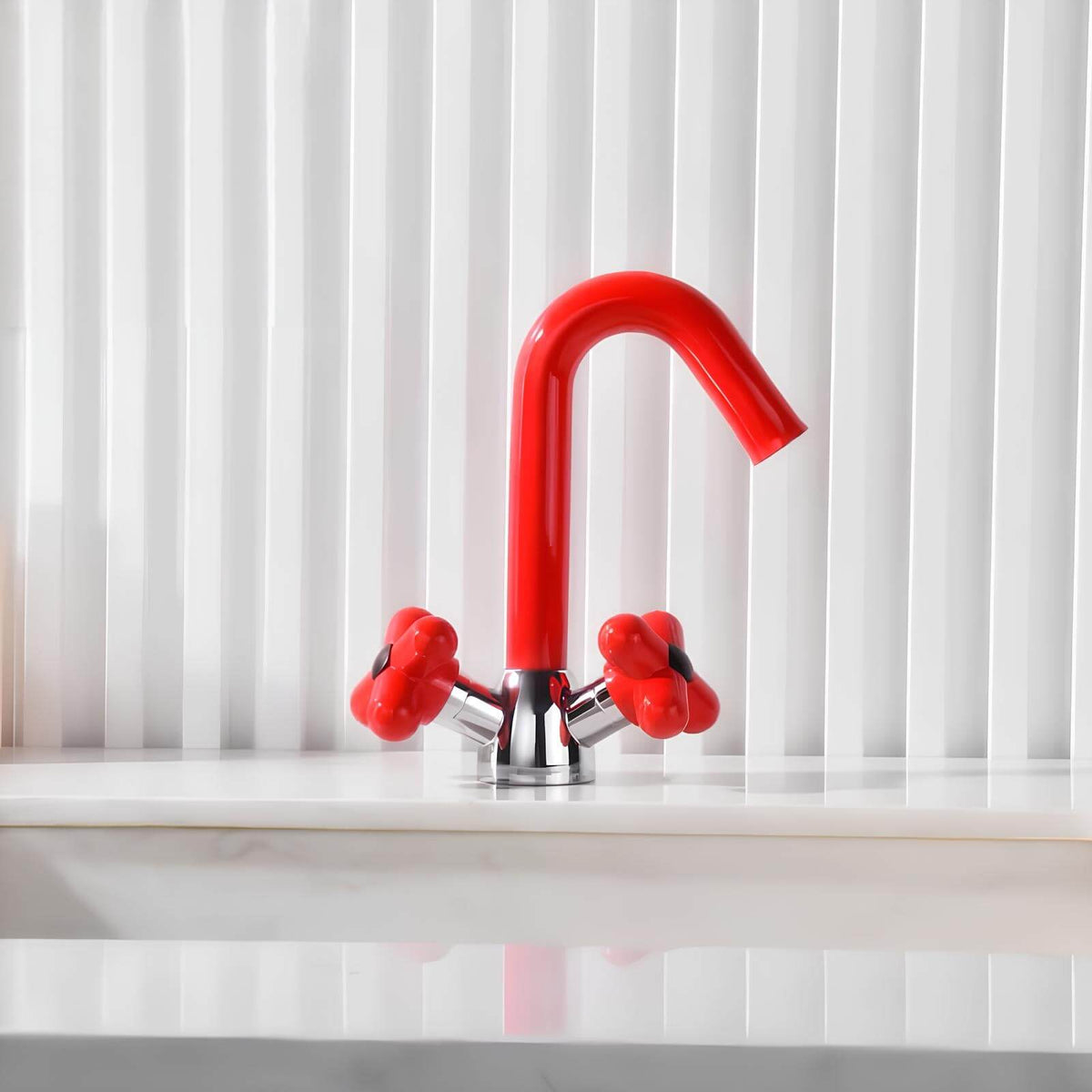 Robinet mélangeur lavabo double poignée contemporain L'art du robinet
