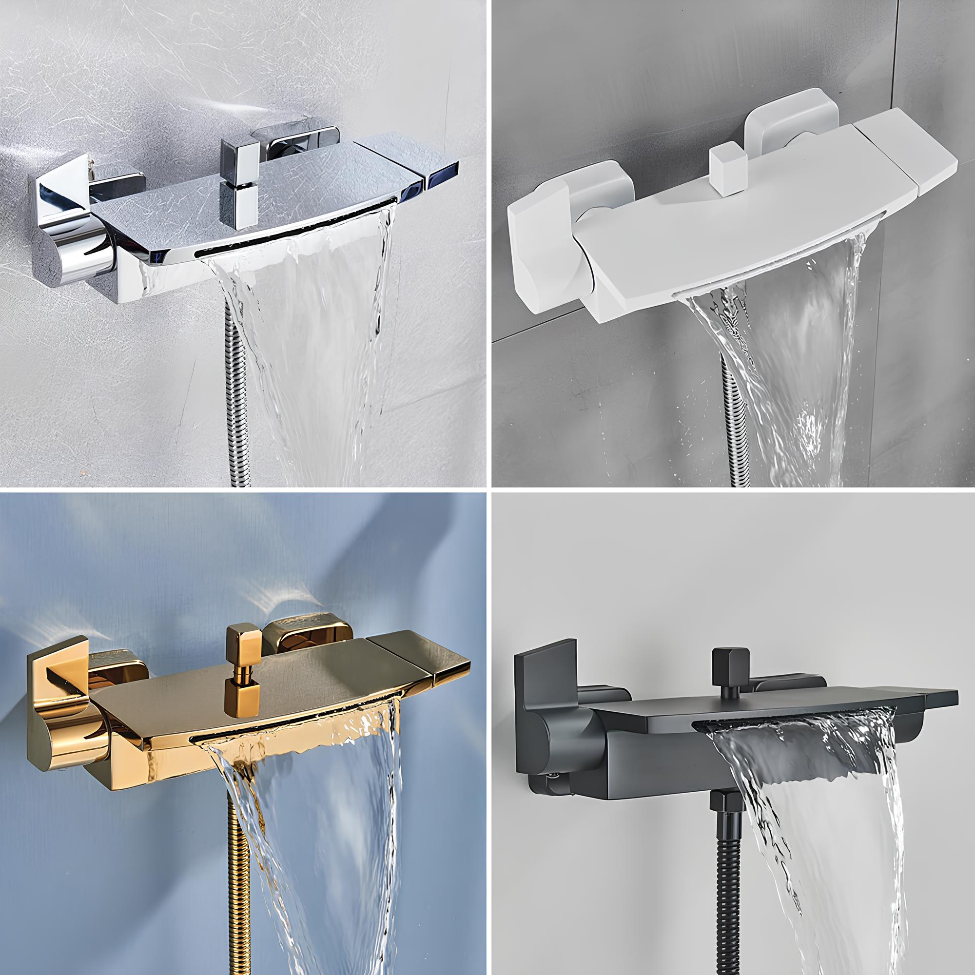 Robinet mitigeur baignoire noir mat cascade et douchette L'art du robinet