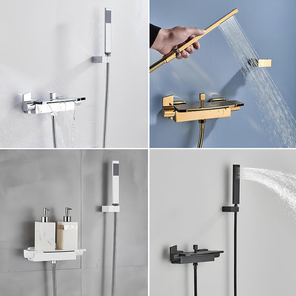Robinet mitigeur baignoire noir mat cascade et douchette L'art du robinet