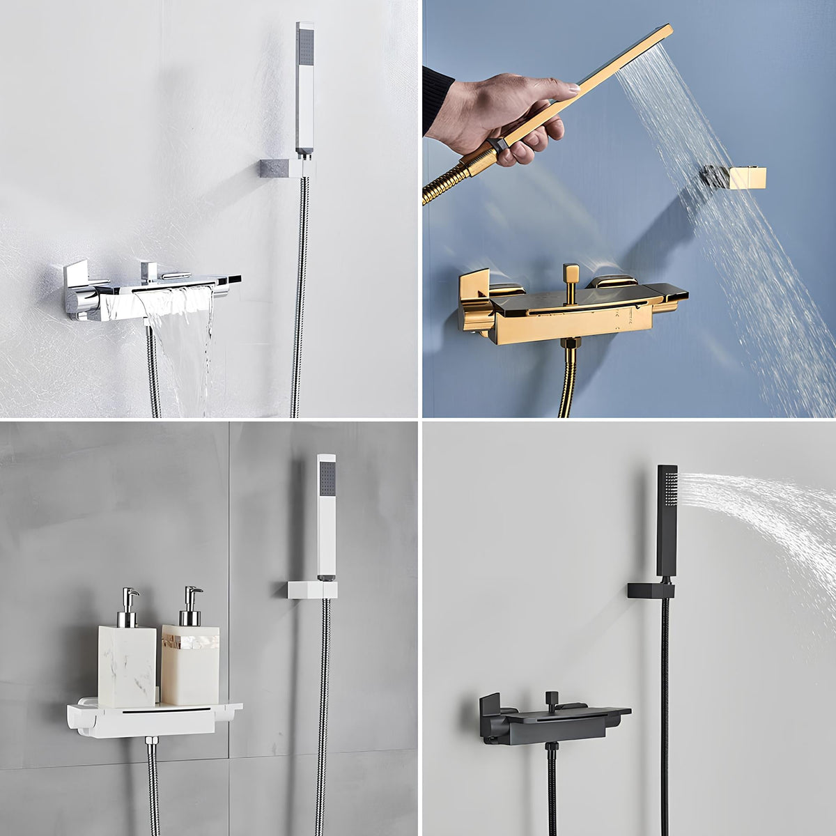 Robinet mitigeur baignoire noir mat cascade et douchette L'art du robinet
