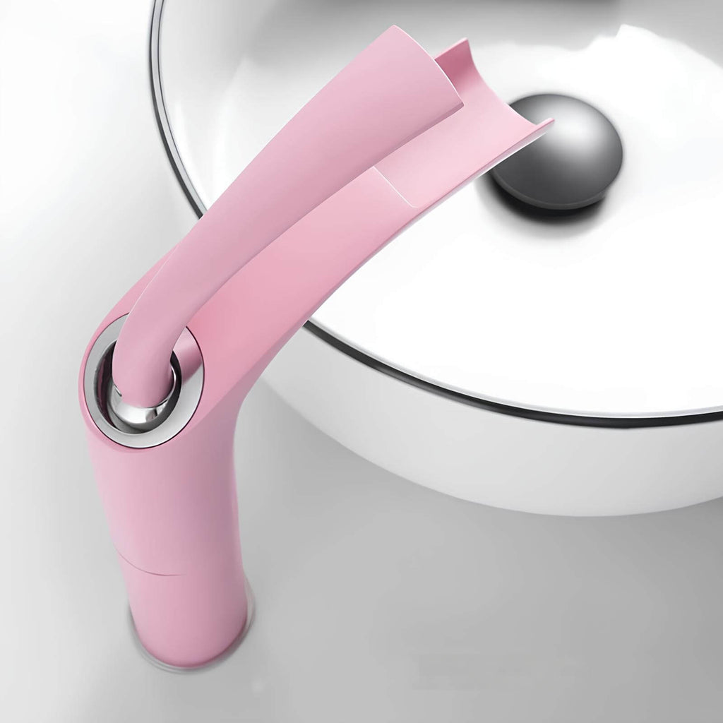 Robinet mitigeur cascade rose en laiton pour lavabo L'art du robinet