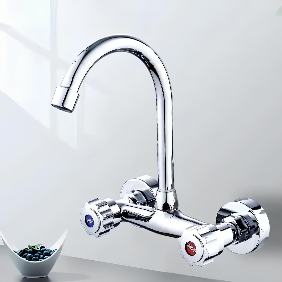 Robinet mural cuisine acier inoxydable bec rotatif L'art du robinet