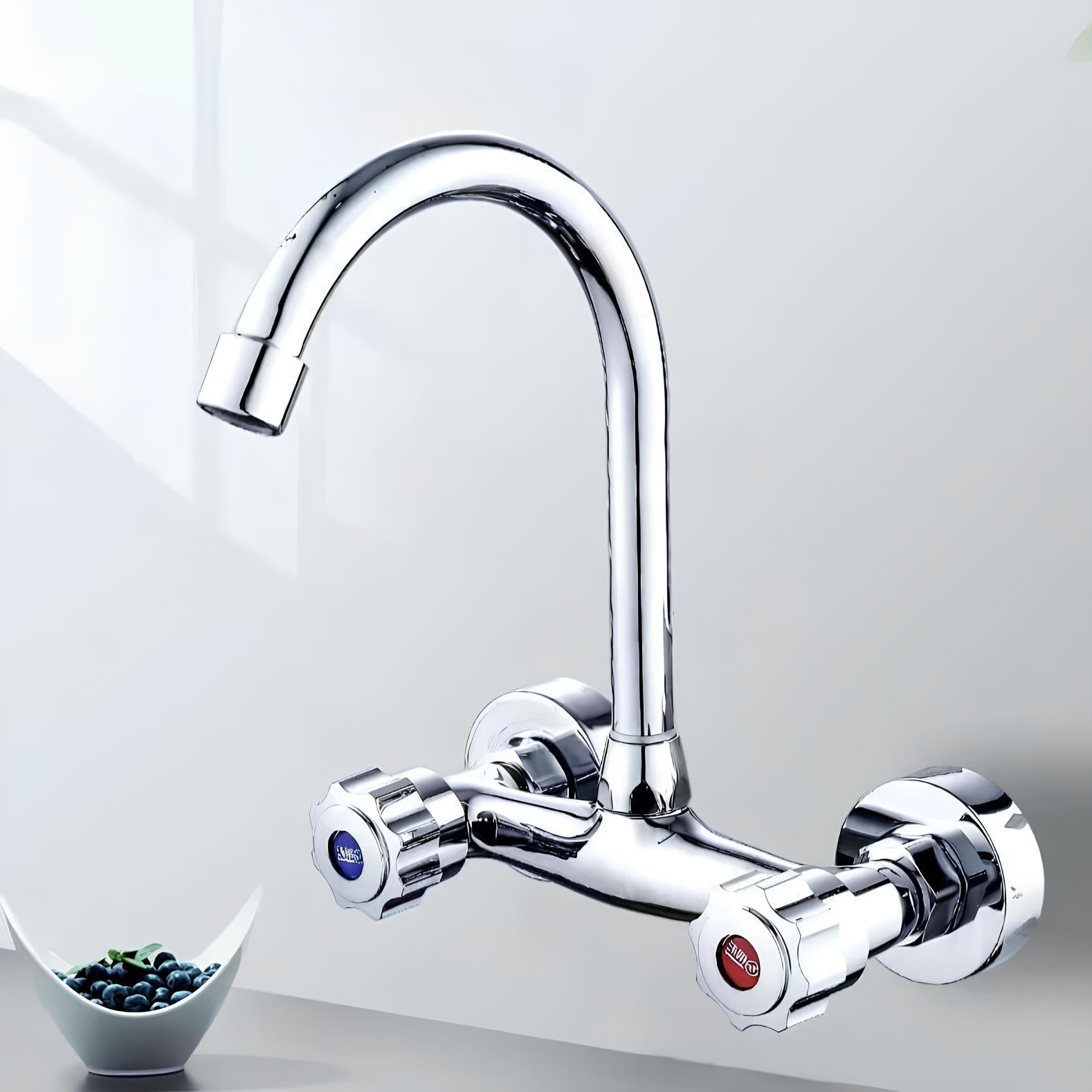 Robinet mural cuisine acier inoxydable bec rotatif L'art du robinet
