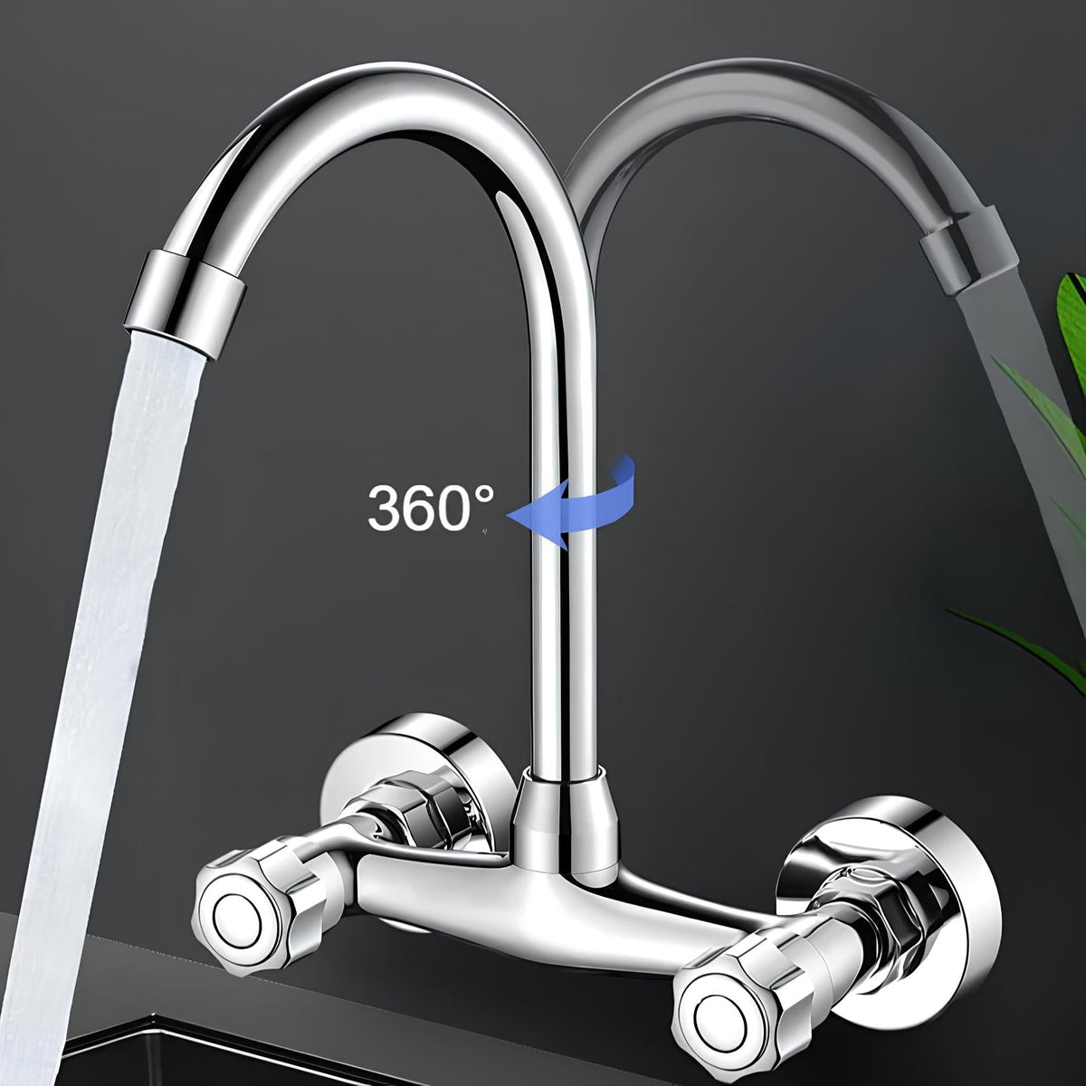 Robinet mural cuisine acier inoxydable bec rotatif L'art du robinet
