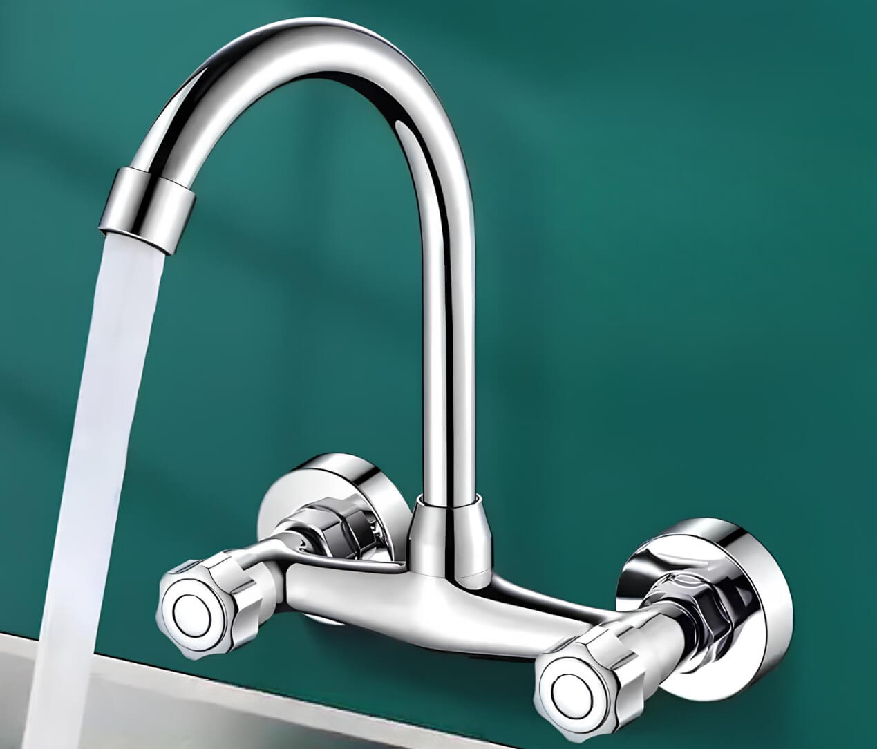 Robinet mural cuisine acier inoxydable bec rotatif L'art du robinet