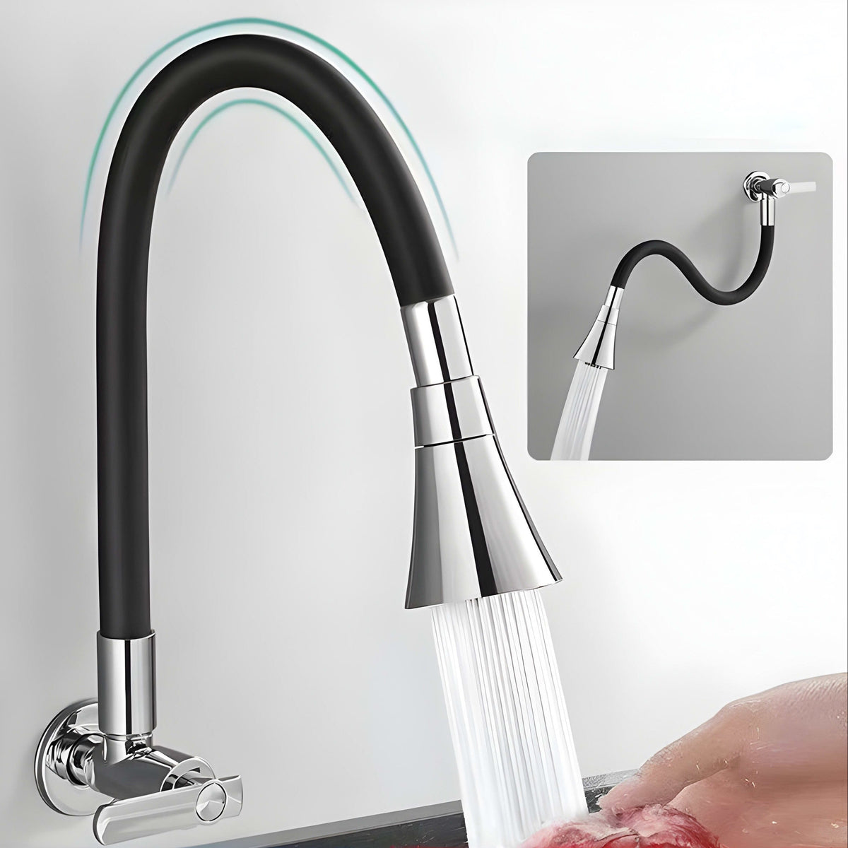 Robinet mural cuisine eau froide - Bec flexible 360° L'art du robinet