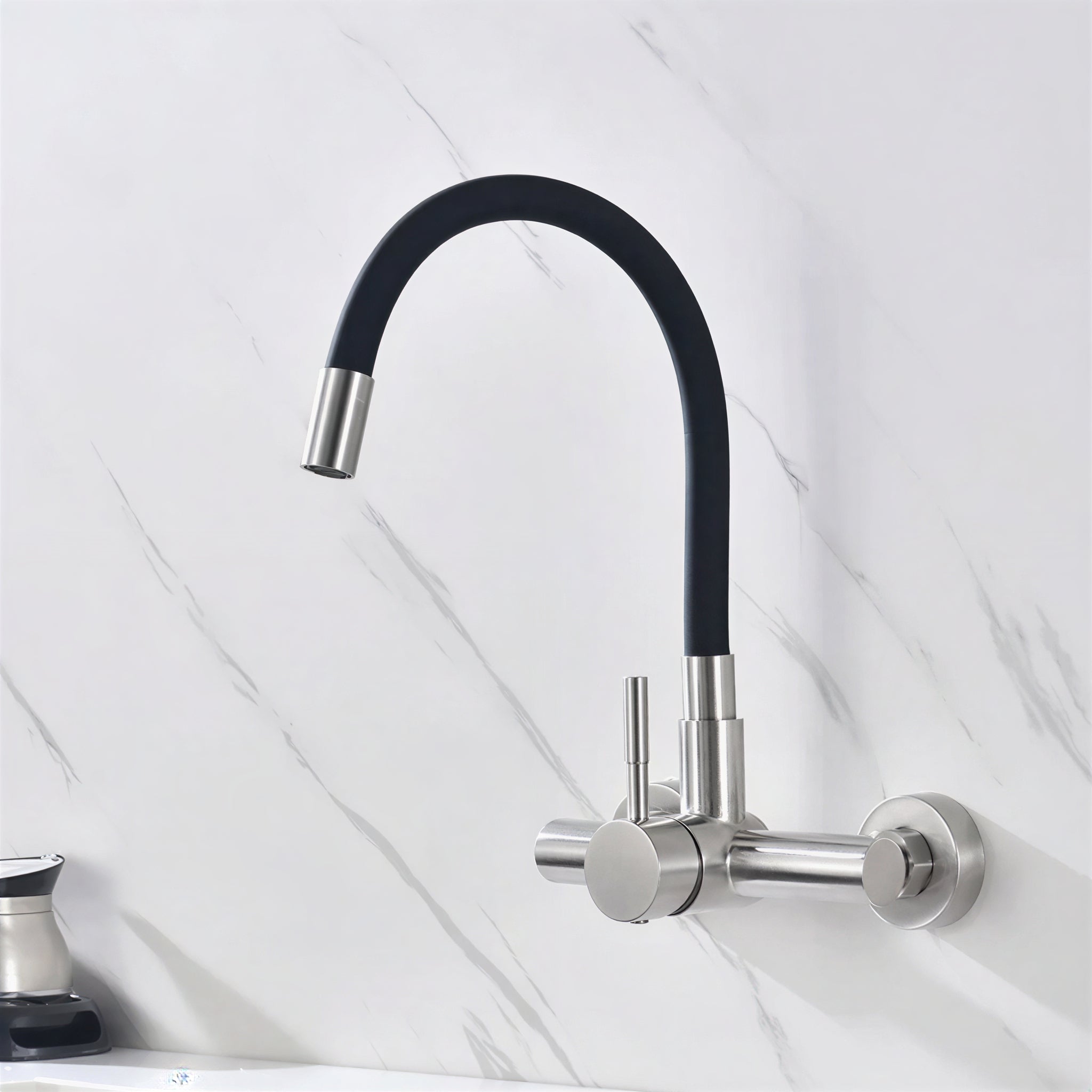 Robinet mural cuisine mitigeur col pliable 360° L'art du robinet