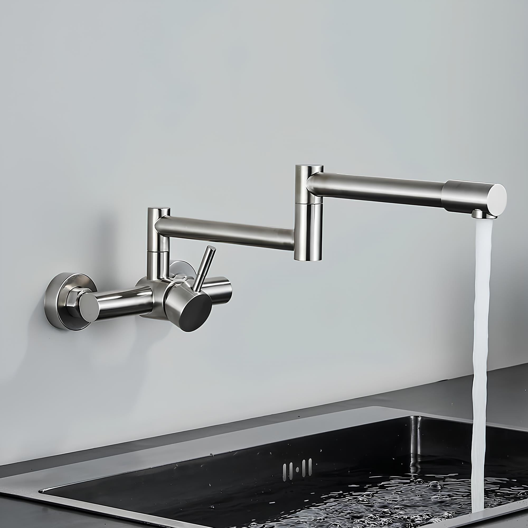 Robinet mural pivotant rabattable inox brossé L'art du robinet