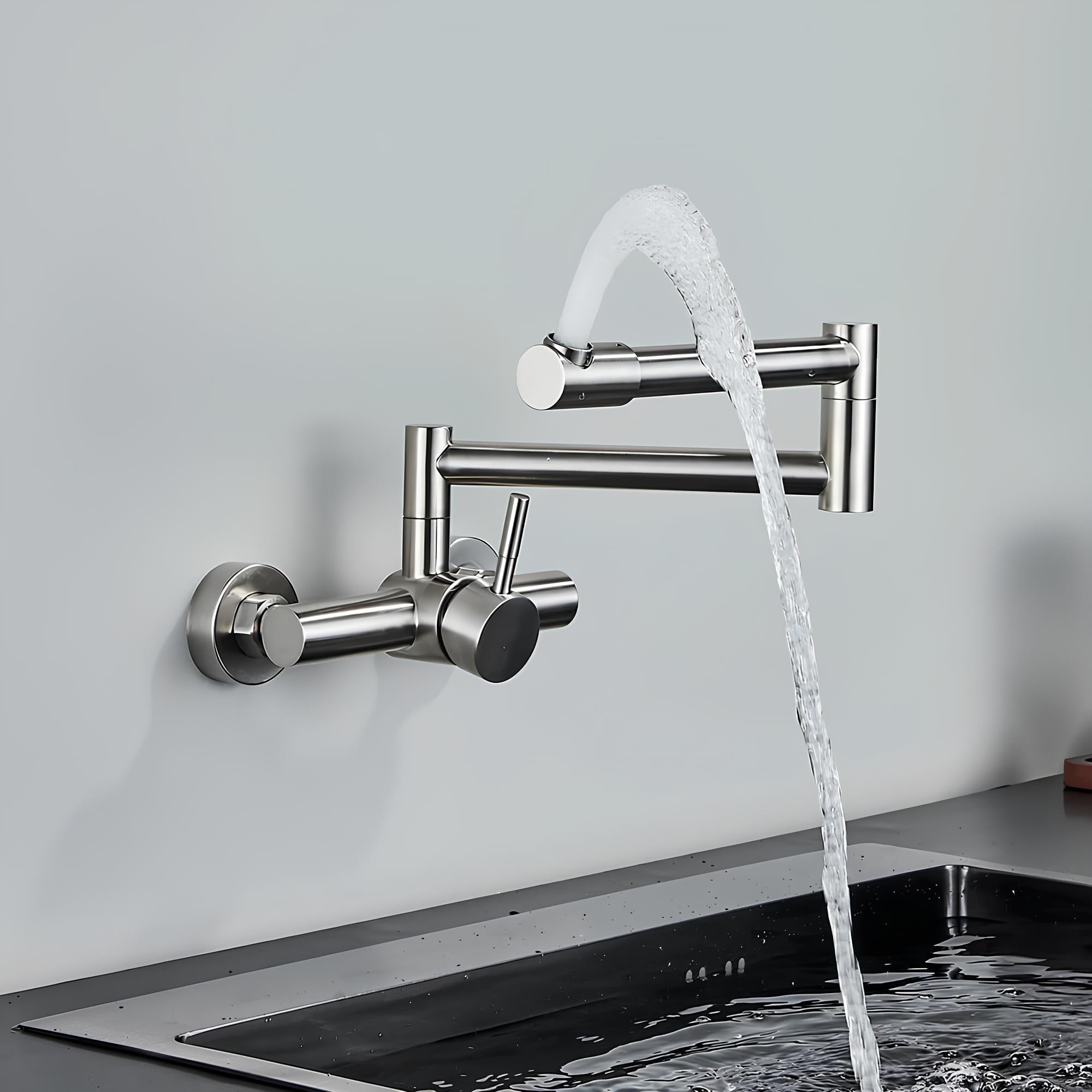 Robinet mural pivotant rabattable inox brossé L'art du robinet