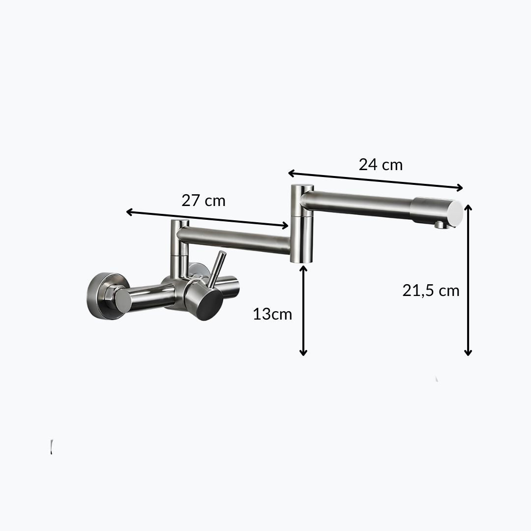 Robinet mural pivotant rabattable inox brossé L'art du robinet