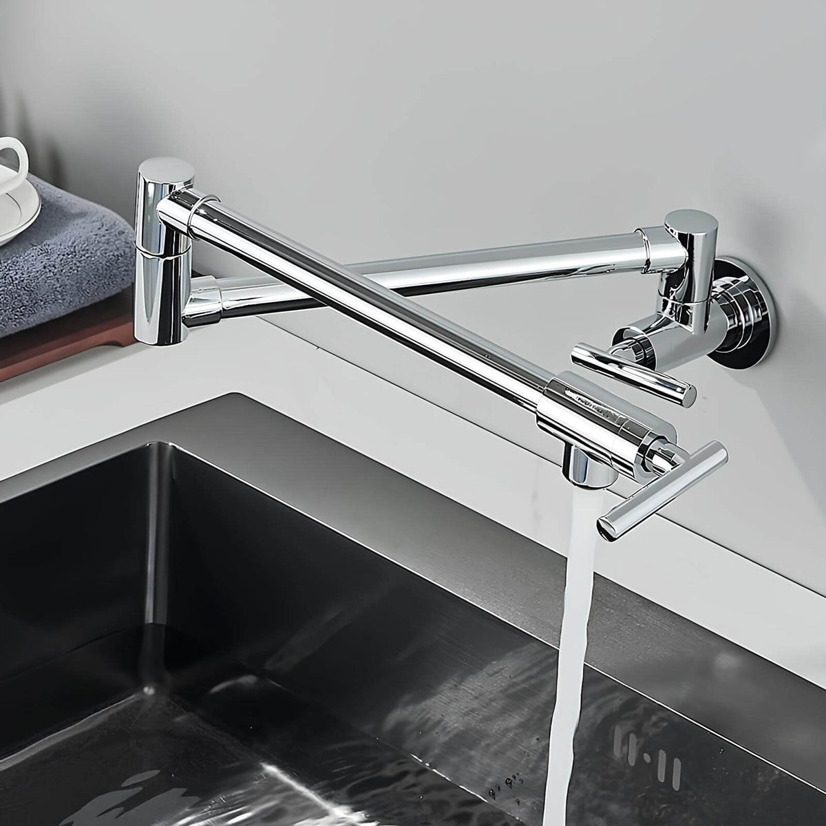 Robinet mural pliable eau froide bec rotatif cuisine L'art du robinet