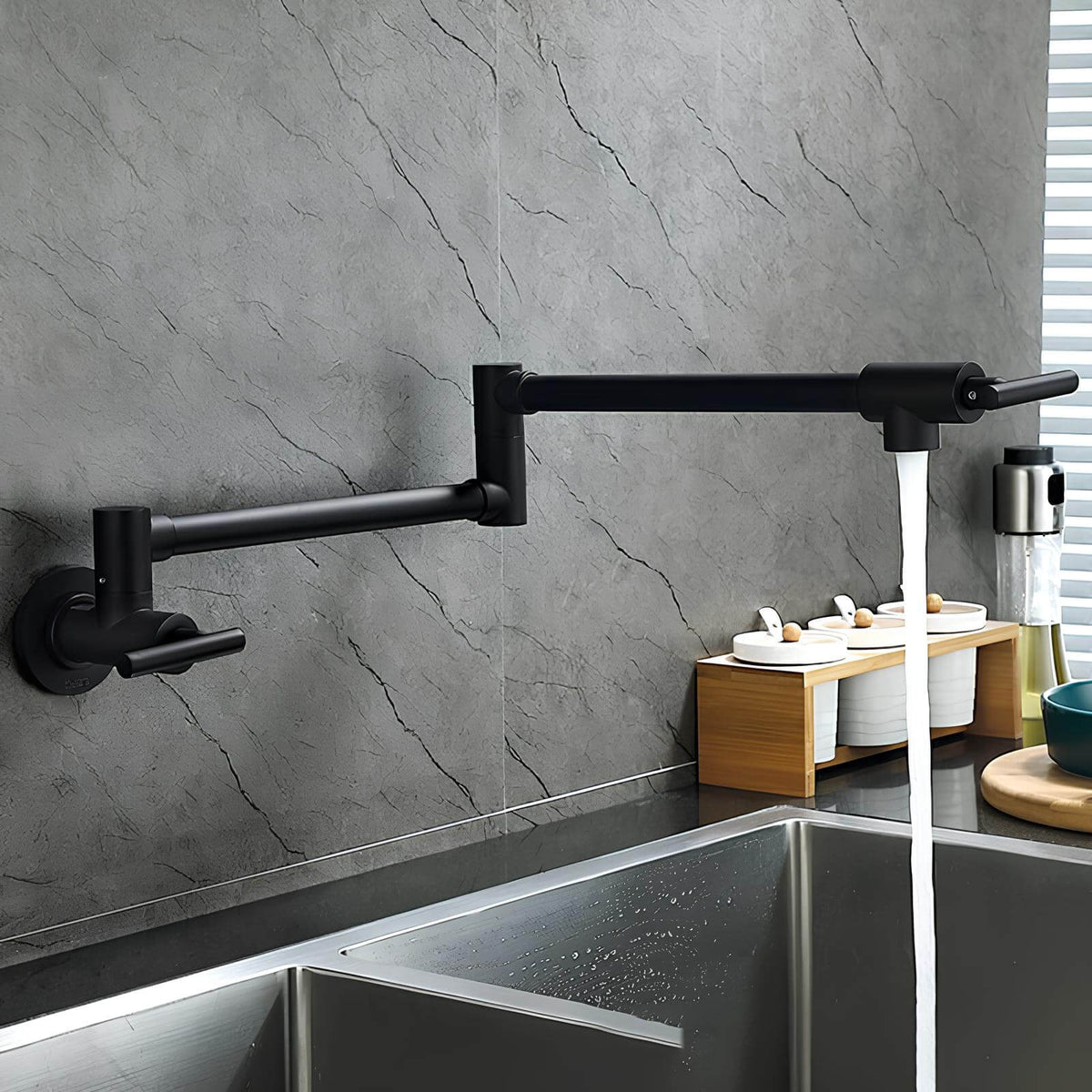 Robinet mural pliable eau froide bec rotatif cuisine L'art du robinet