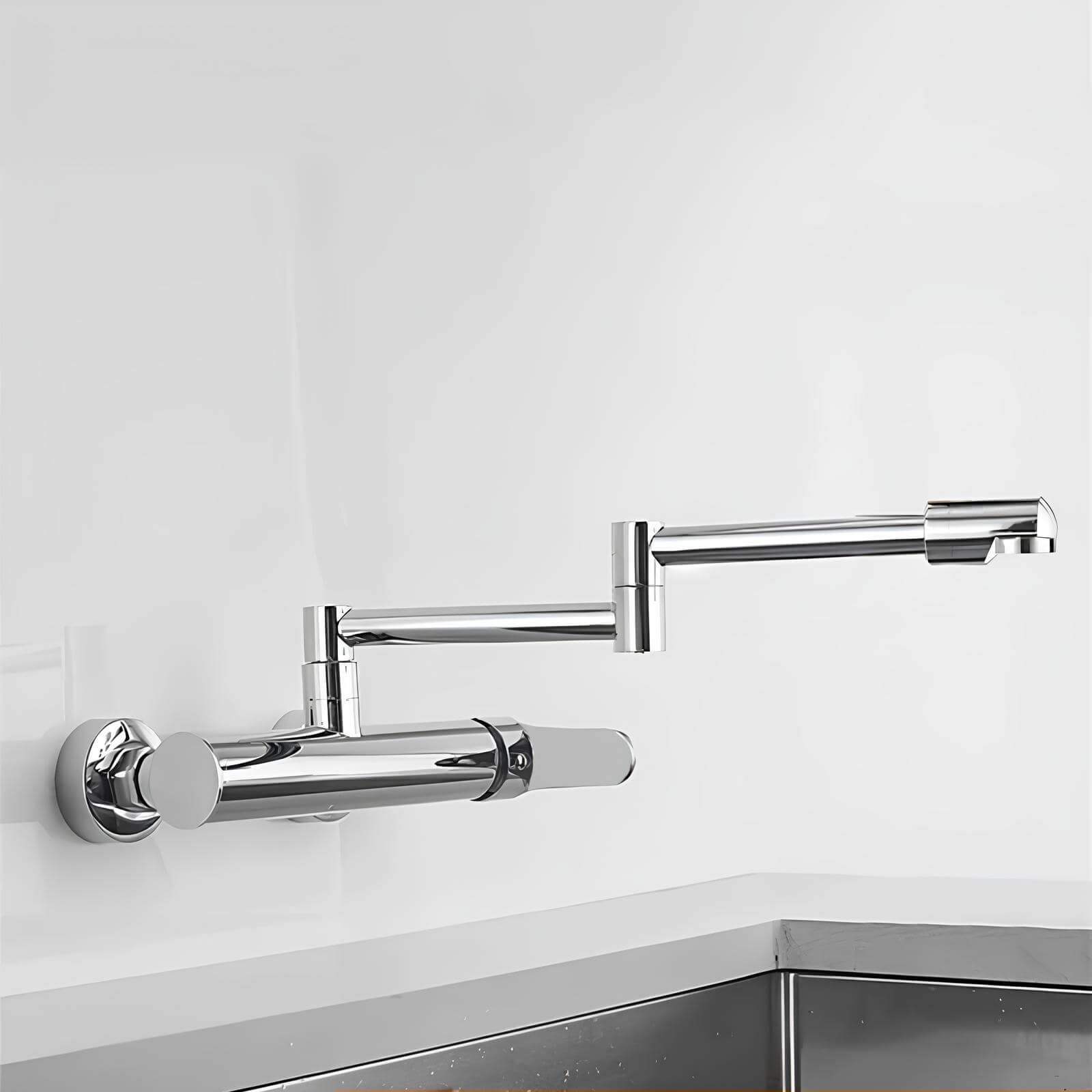 Robinet mural pliable laiton mitigeur cuisine bec 360° L'art du robinet