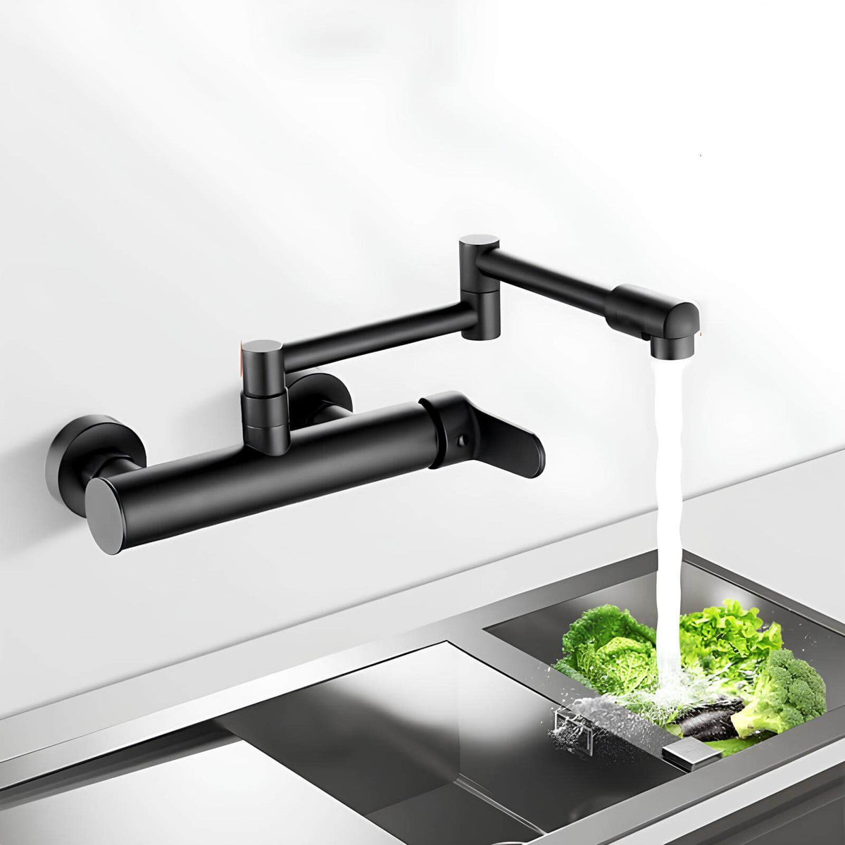 Robinet mural pliable laiton mitigeur cuisine bec 360° L'art du robinet