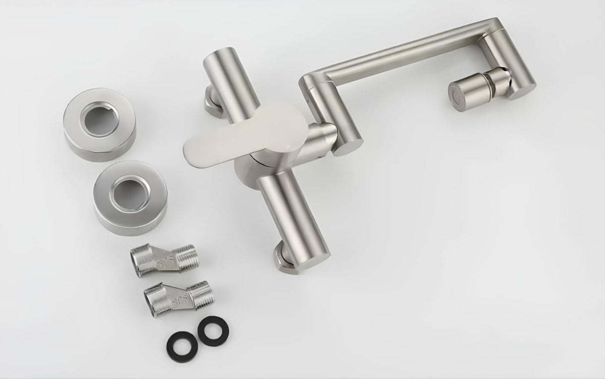 Robinet mural rabattable inox 360° L'art du robinet
