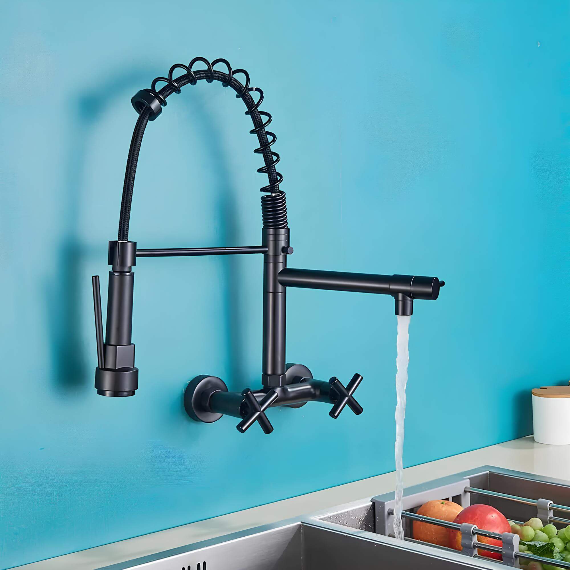 Robinet mural douchette extractible style industriel