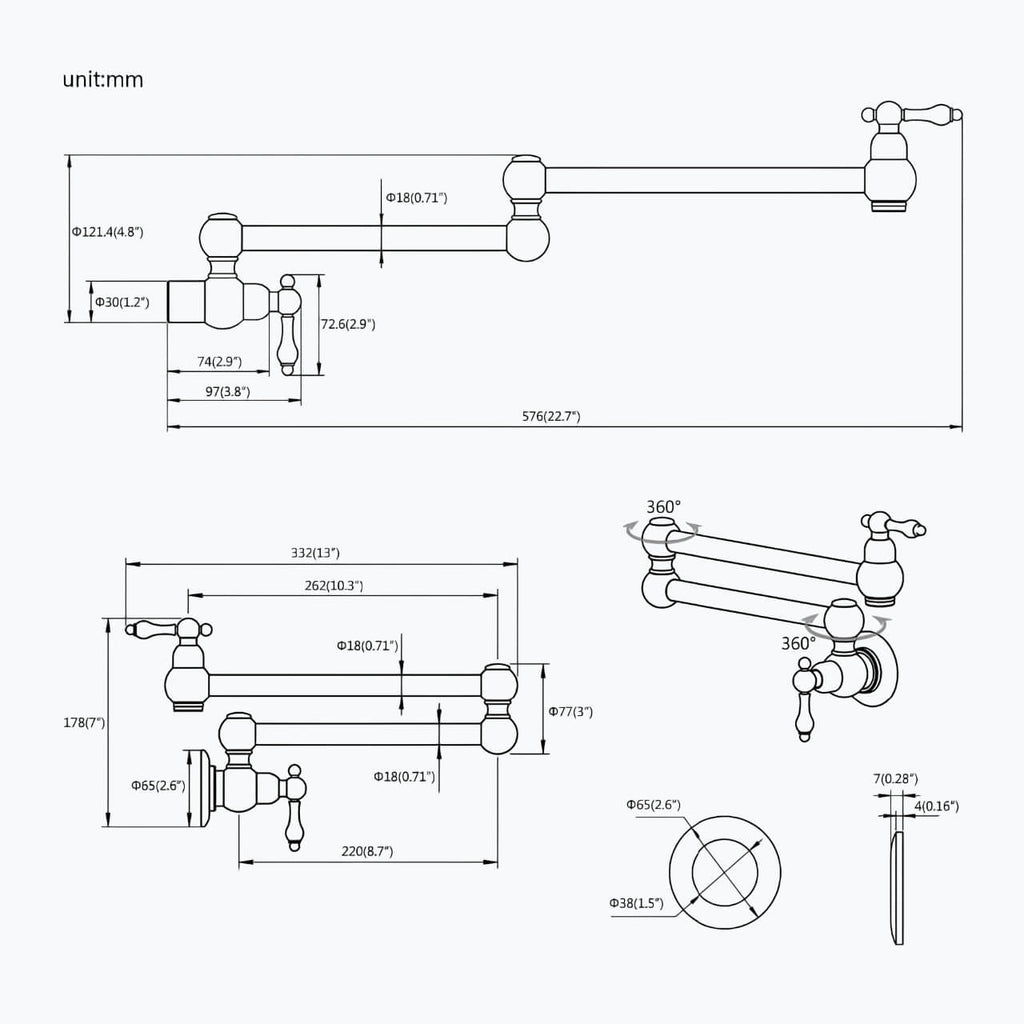 Robinet rabattable eau froide design laiton L'art du robinet