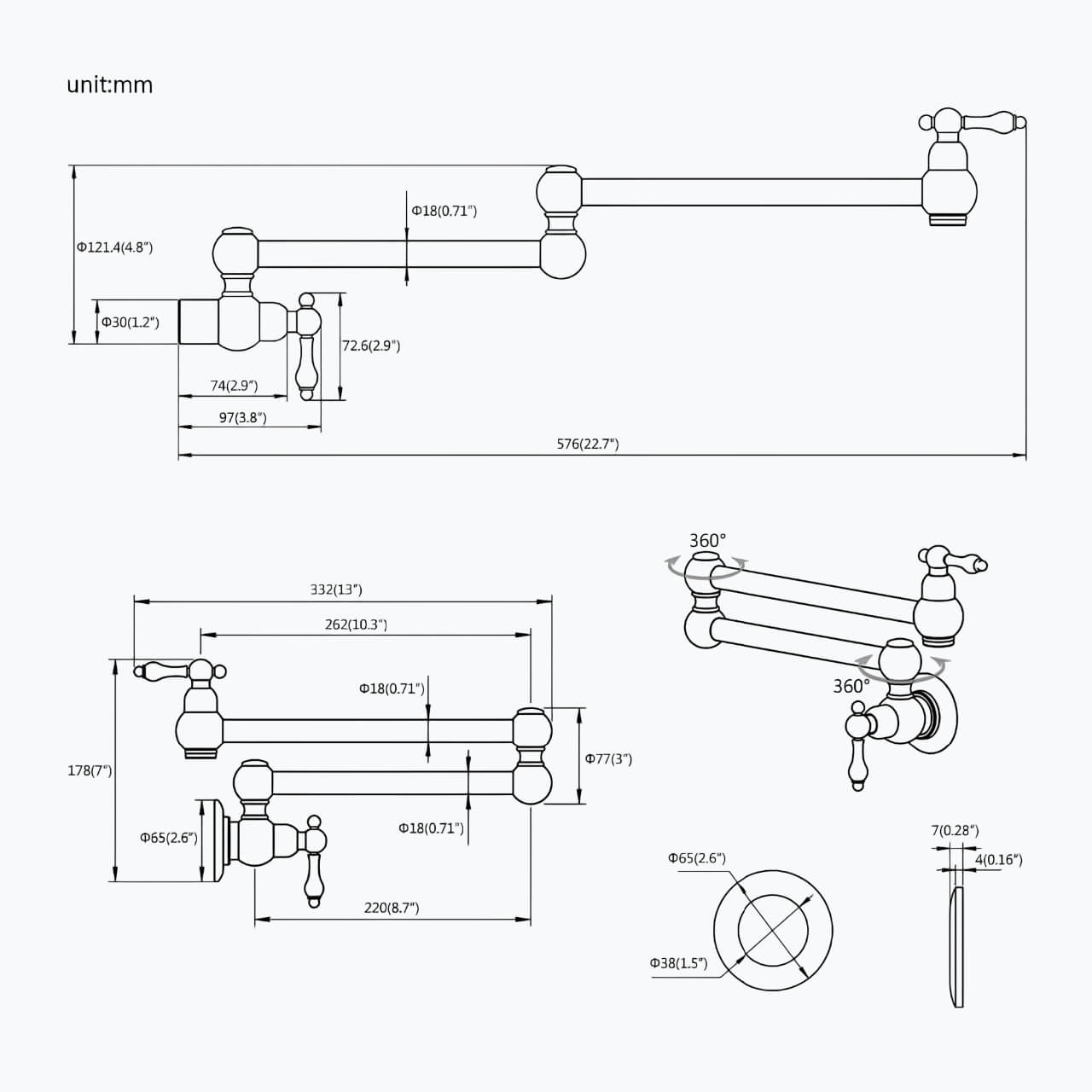 Robinet rabattable eau froide design laiton L'art du robinet