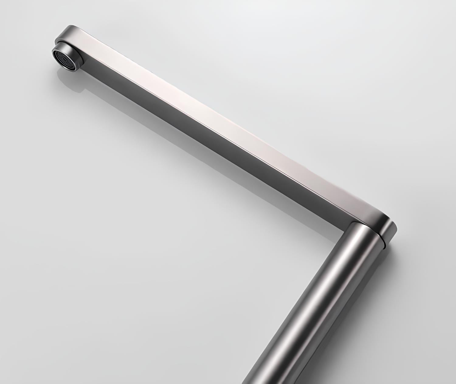 Robinet cuisine rétractable inox gris brossé