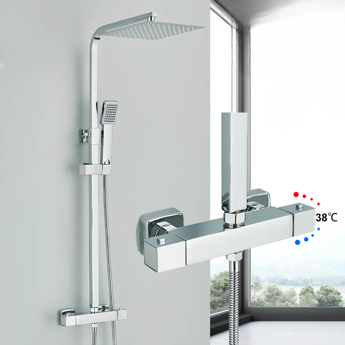 Robinet thermostatique de douche murale chromé L'art du robinet