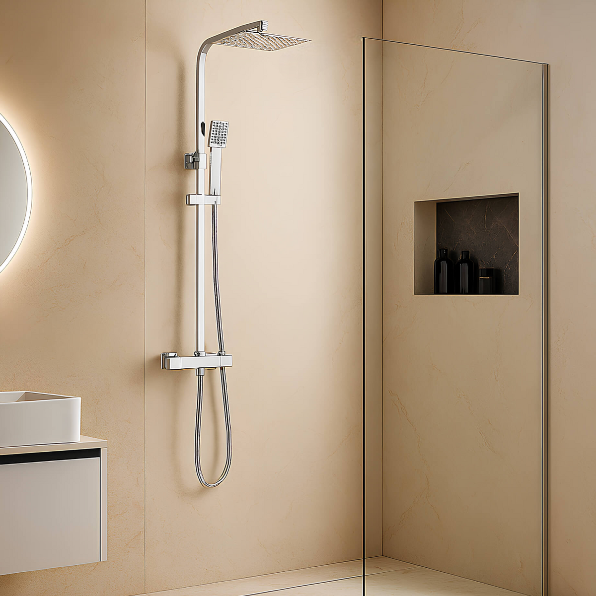 Robinet thermostatique de douche murale chromé L'art du robinet