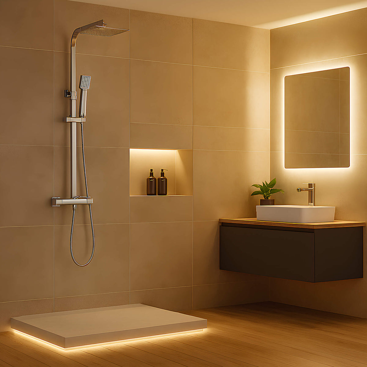 Robinet thermostatique de douche murale chromé L'art du robinet