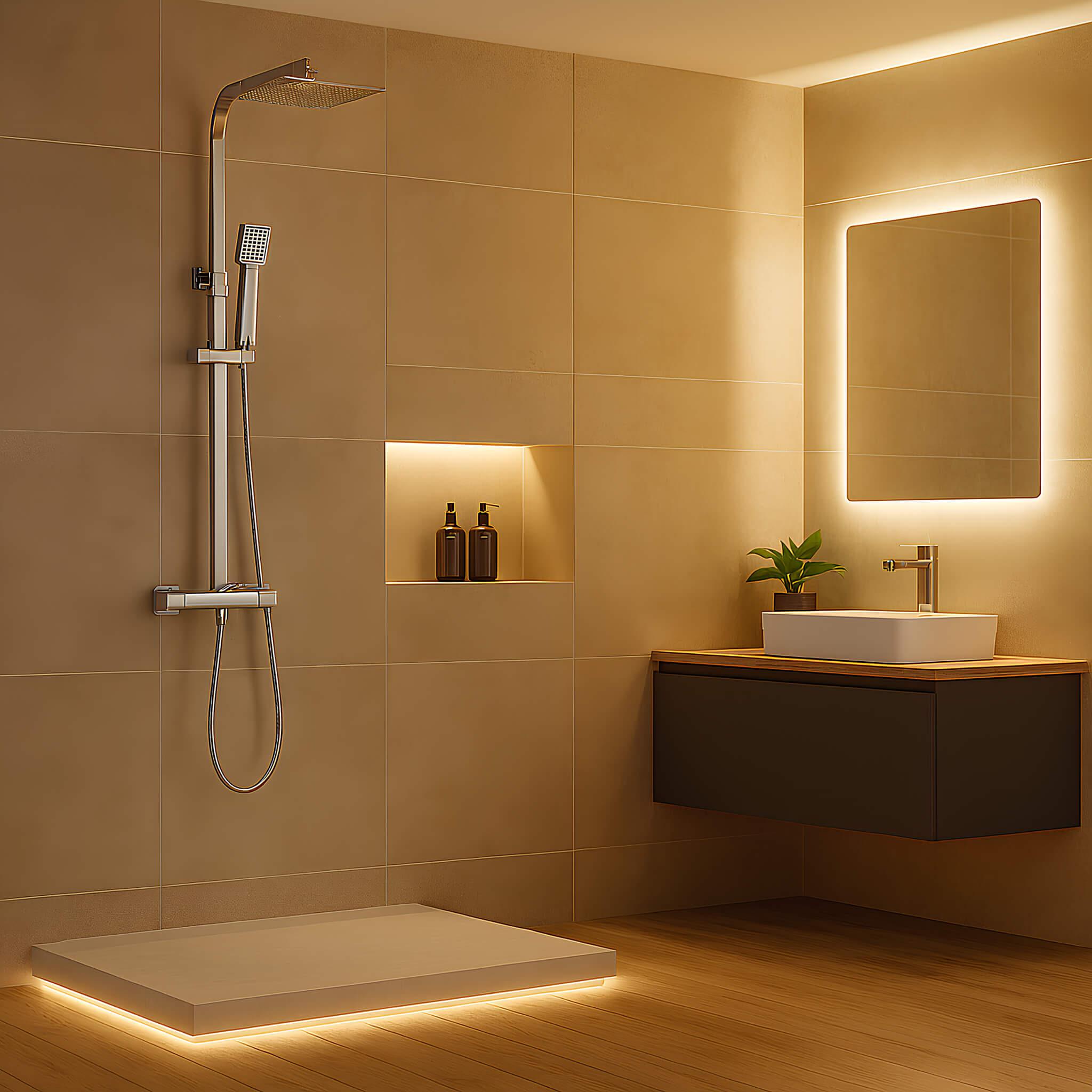 Robinet thermostatique de douche murale chromé L'art du robinet