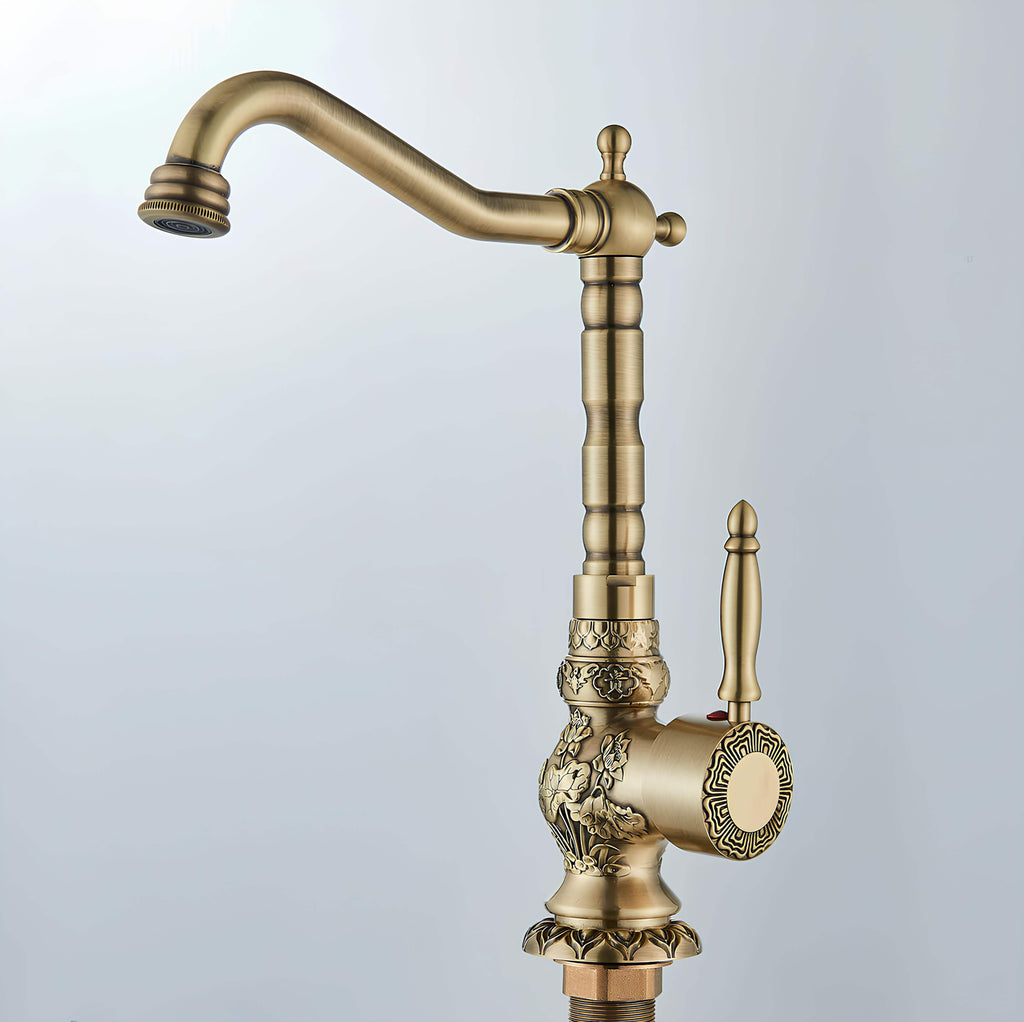 Robinet vasque antique laiton sculpté L'art du robinet