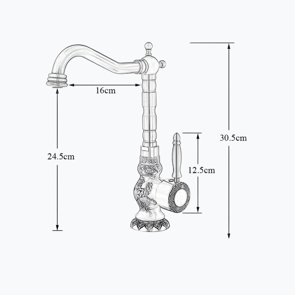 Robinet vasque antique laiton sculpté L'art du robinet