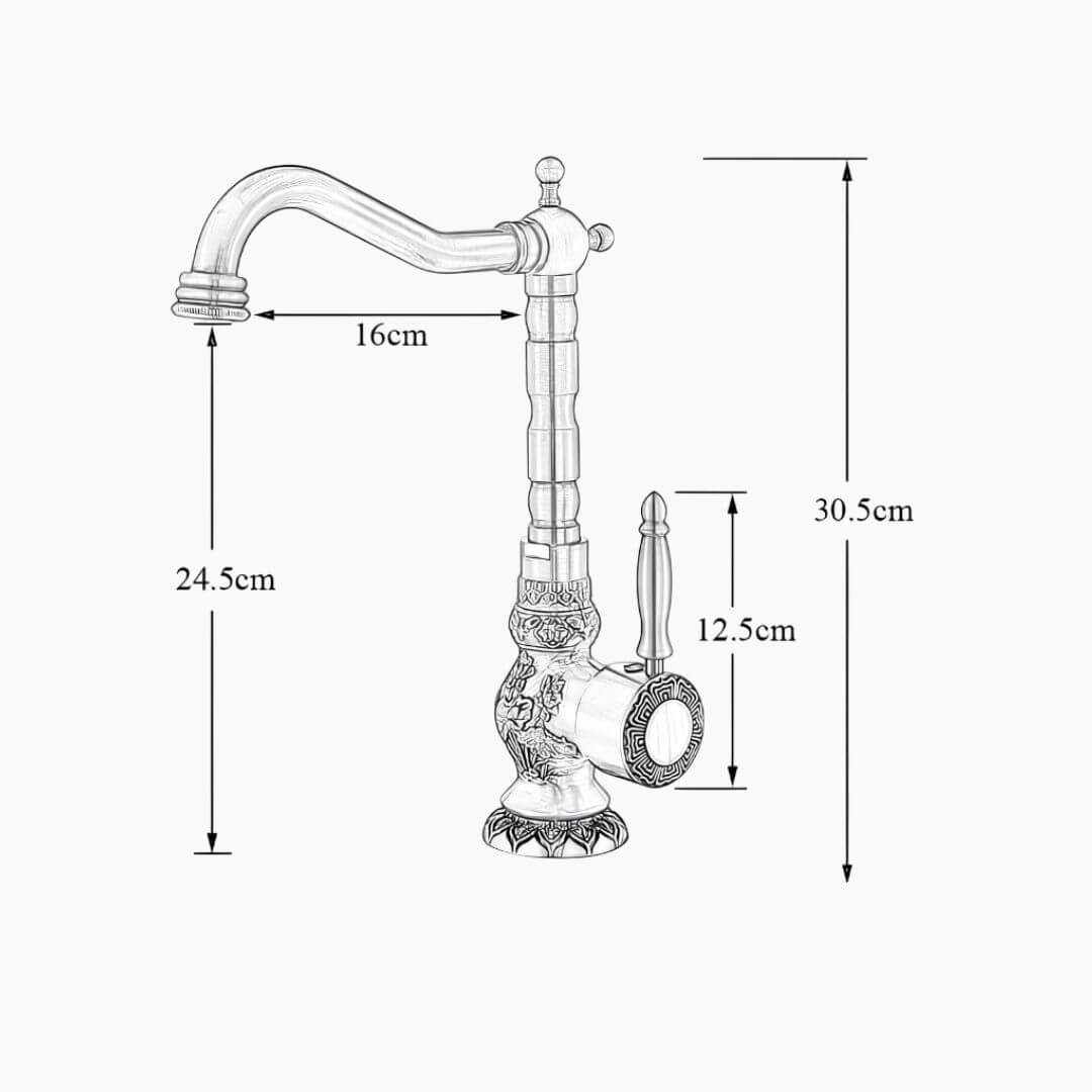 Robinet vasque antique laiton sculpté L'art du robinet