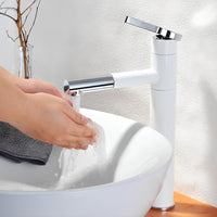 Robinet vasque blanc bec pivotant monocommande L'art du robinet