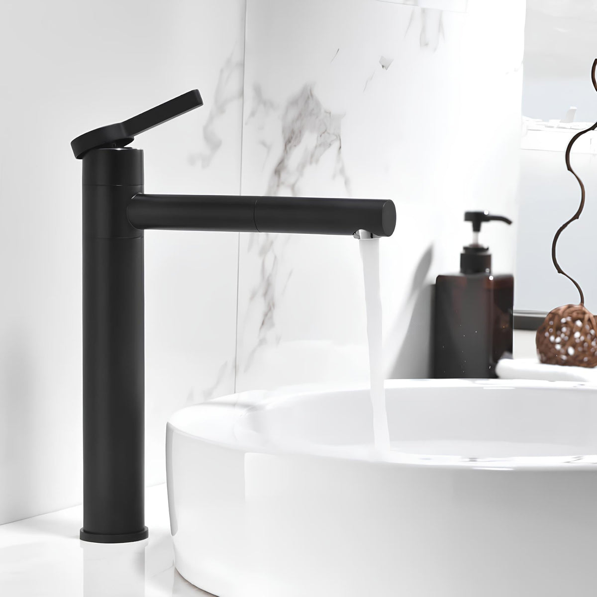 Robinet vasque blanc bec pivotant monocommande L'art du robinet