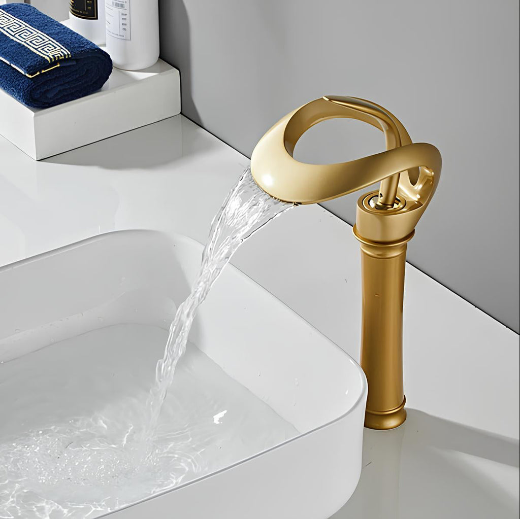 Robinet vasque cascade laiton design moderne L'art du robinet