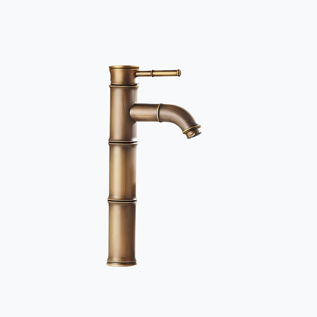 Robinet vasque design bambou laiton brossé L'art du robinet