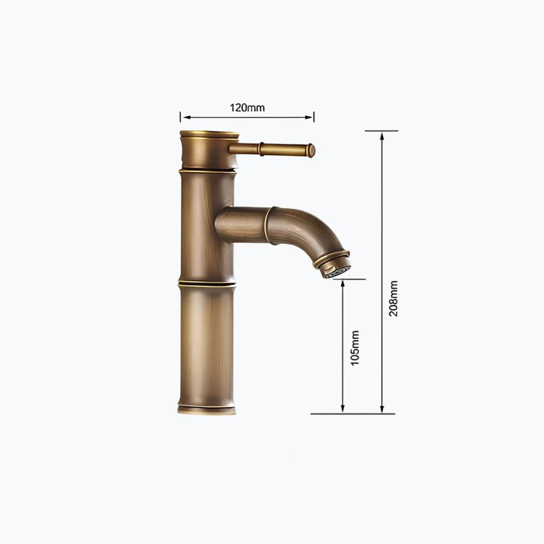 Robinet vasque design bambou laiton brossé L'art du robinet