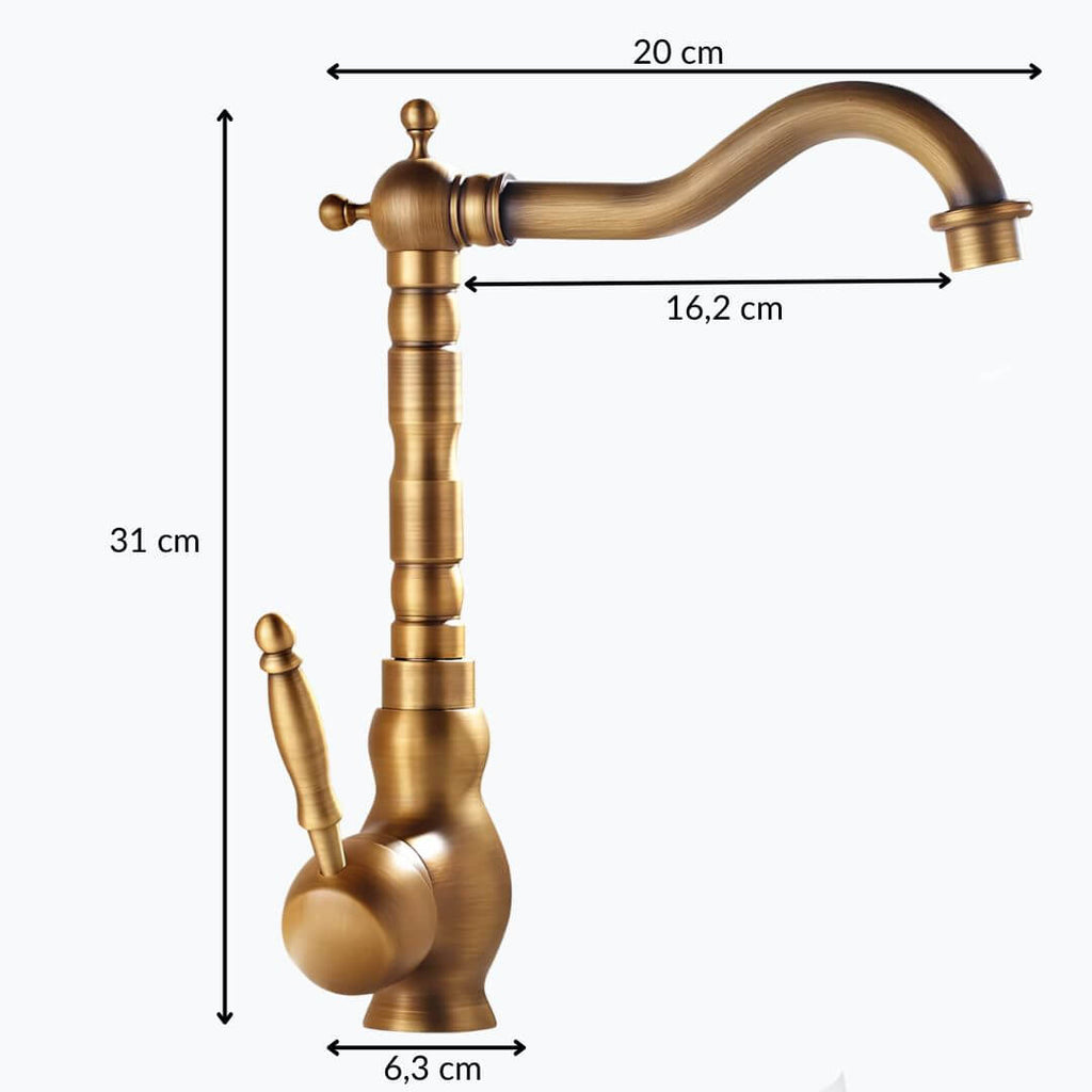 Robinet vasque laiton rotatif antique 1 trou L'art du robinet