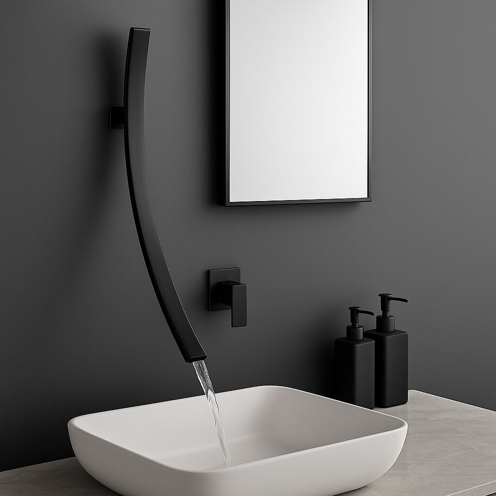 Robinet vasque mural cascade 70 cm encastré L'art du robinet