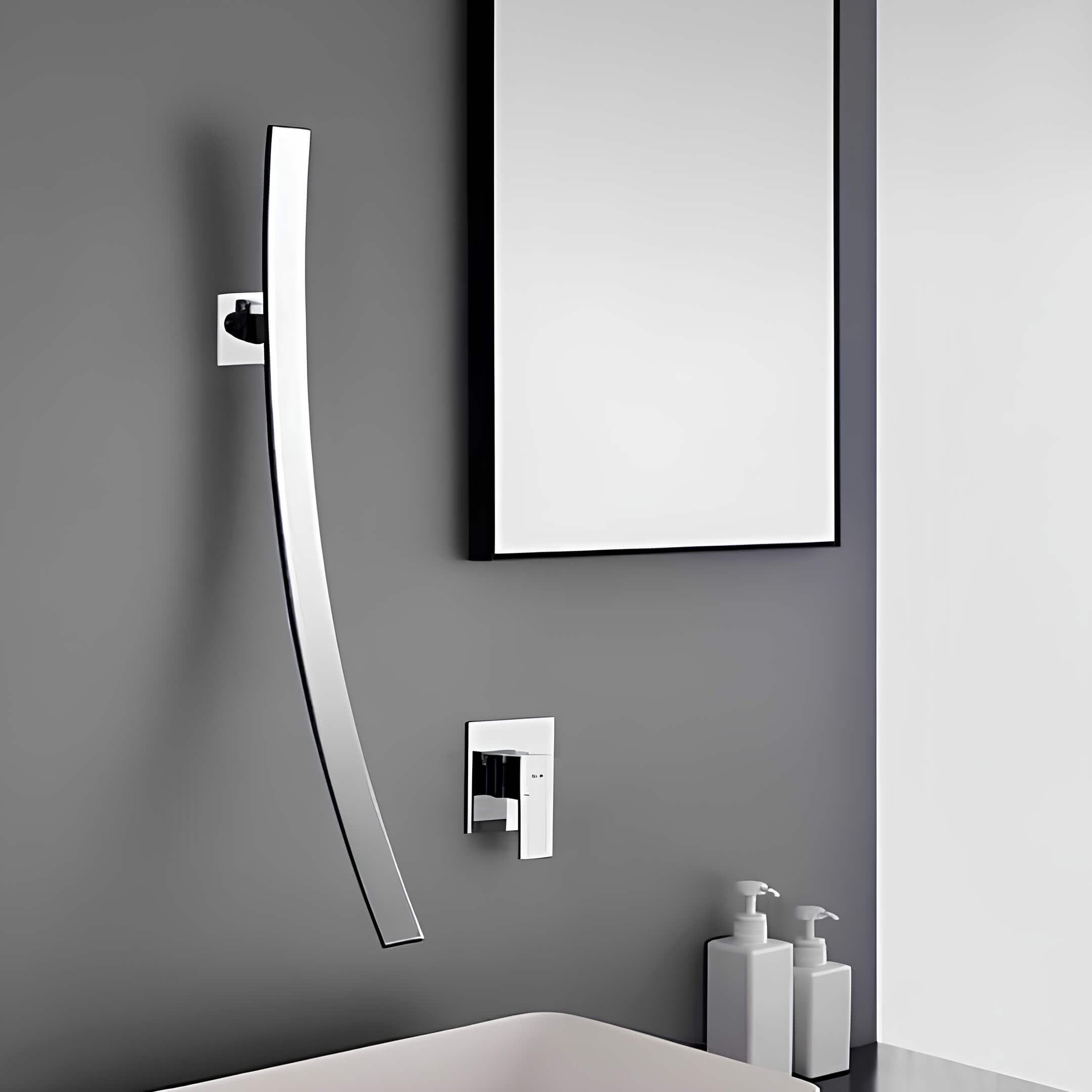 Robinet vasque mural cascade 70 cm encastré L'art du robinet